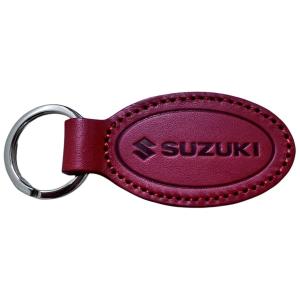 SUZUKI スズキ 【SUZUKI×KUSHITANI】 楕円レザーキーホルダー カラー：レッド ...