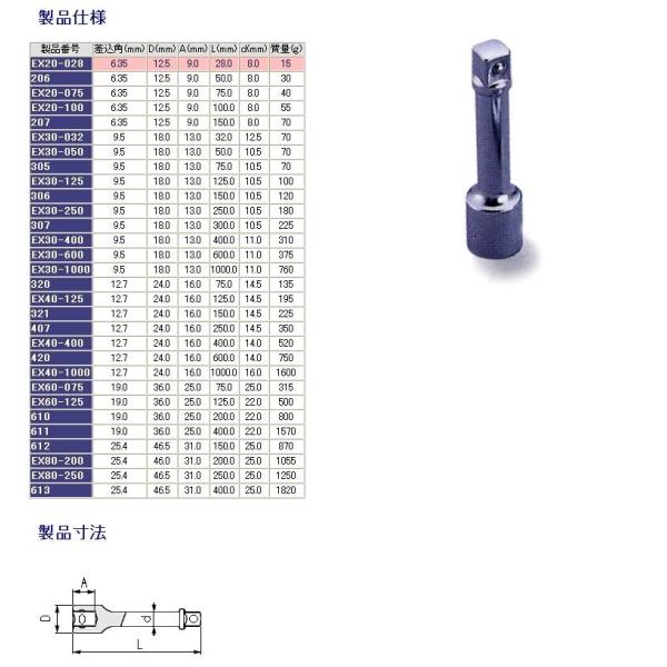 TONE トネ エクステンションバー 全長：32（mm） ソケット ハンドツール