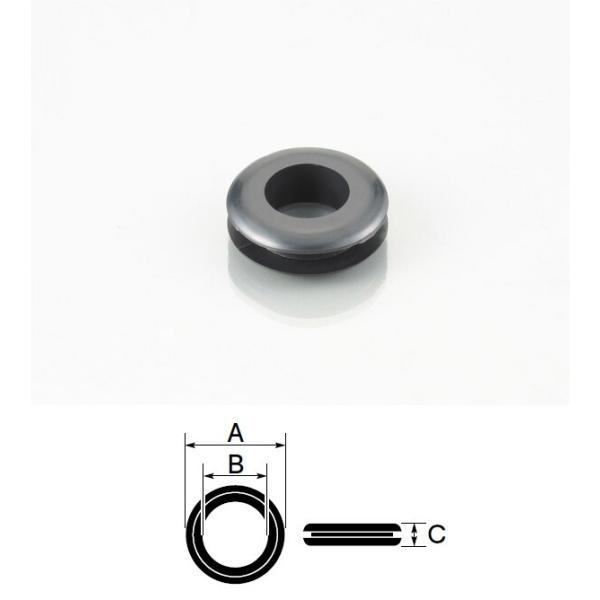 K-CON キタココンビニパーツ グロメット（PVC） A：19.5mm×B：10.5mm×C：6....
