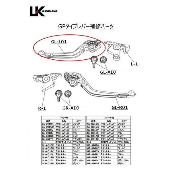 U-KANAYA U-KANAYA:ユーカナヤ 【補修パーツ】GPタイプ用　クラッチレバー レバーカ...