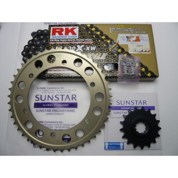 SUNSTAR サンスター フロント・リアスプロケット＆チェーン・カシメジョイントセット チェーン銘...