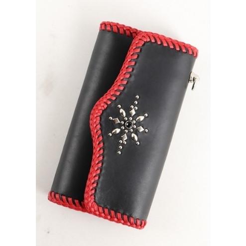 DEGNER デグナー レザースタッズロングウォレット カラー：ブラック／レッド 財布・ウォレット・...