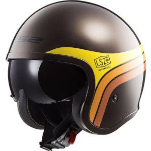 LS2 ジェットヘルメット ブラウン【日本M〜Lサイズ】表記XLサイズ LS2 HELMETS LS2 SPITFIRE スピットファイア ブラウンオレンジイエロー