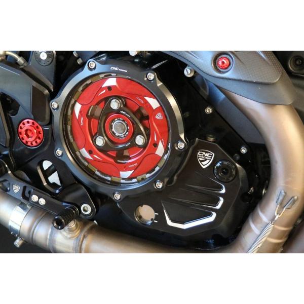 CNC Racing シーエヌシーレーシング クリアクラッチカバー カラー：レッド DUCATI ド...