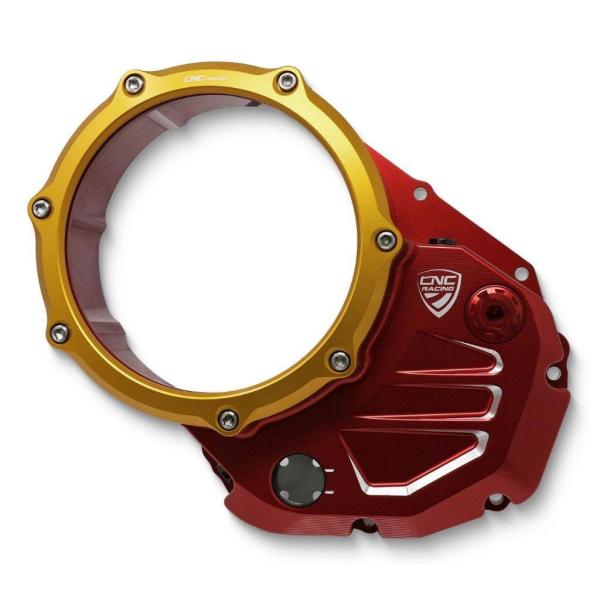 CNC Racing シーエヌシーレーシング クリアクラッチカバー バイカラー カラー：レッド／ゴー...