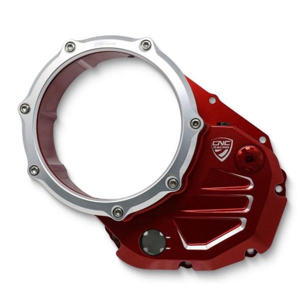 CNC Racing シーエヌシーレーシング クリアクラッチカバー バイカラー カラー：レッド／シル...
