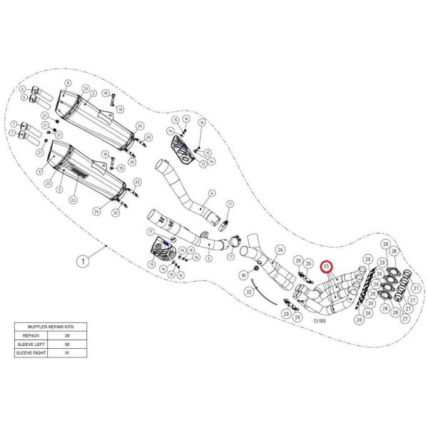 AKRAPOVIC アクラポビッチ 【リペアパーツ】H-K14R2 header SS ZZR140...