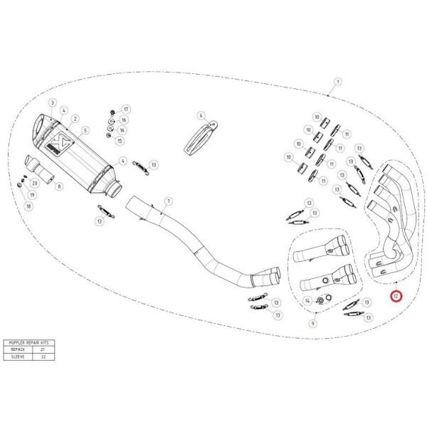 AKRAPOVIC アクラポビッチ 【リペアパーツ】H-K6R6 header set SS NIN...