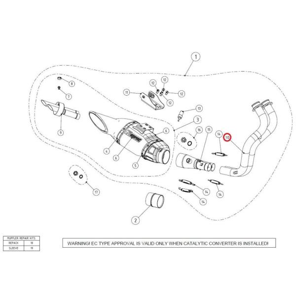 AKRAPOVIC アクラポビッチ 【リペアパーツ】H-Y7R1 header SS FZ-07 M...
