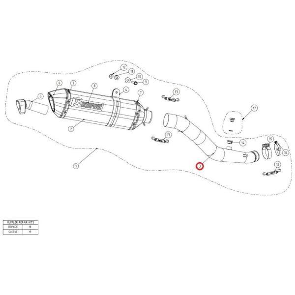 AKRAPOVIC アクラポビッチ 【リペアパーツ】L-K10SO6 link pipe ti ZX...