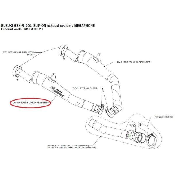 AKRAPOVIC アクラポビッチ 【リペアパーツ】LM-S10SO1TR link pipe ri...