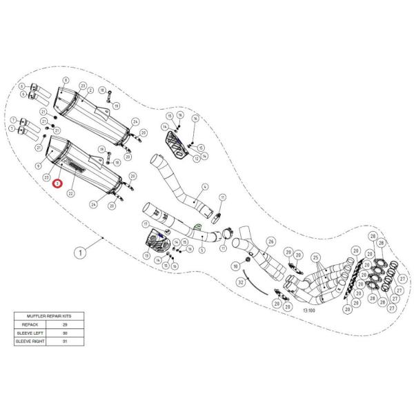 AKRAPOVIC アクラポビッチ 【リペアパーツ】M-HZAA00302T muffler ZZR...