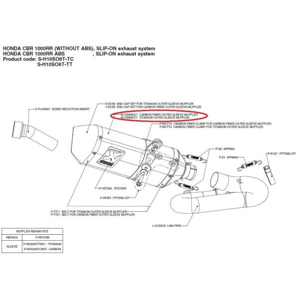 AKRAPOVIC アクラポビッチ 【リペアパーツ】M-T00805T/1 titanium out...