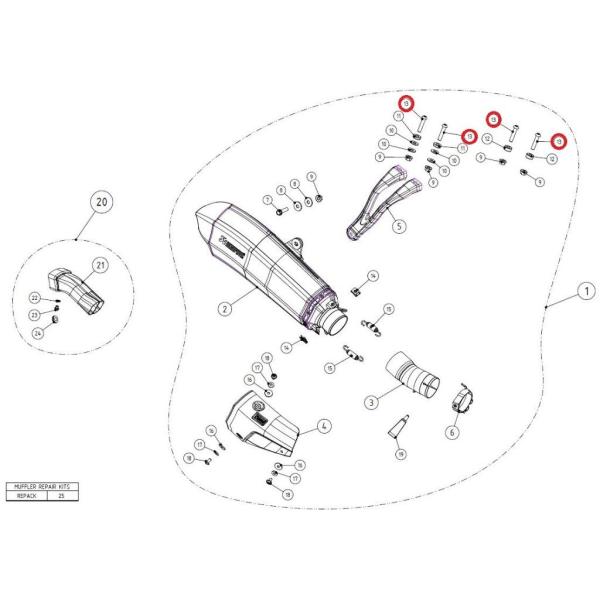 AKRAPOVIC アクラポビッチ 【リペアパーツ】P-FB20 bolt 1199PANIGALE...