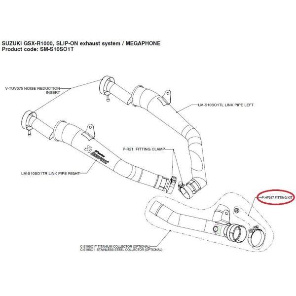 AKRAPOVIC アクラポビッチ 【リペアパーツ】P-HF397 fitting kit GSX-...
