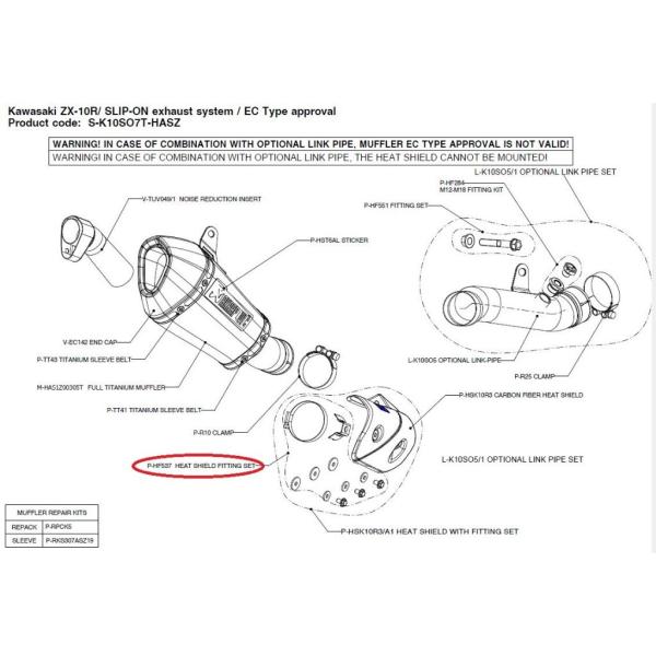 AKRAPOVIC アクラポビッチ 【リペアパーツ】P-HF537 heat shield fitt...