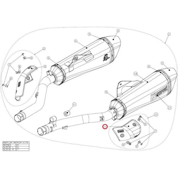 AKRAPOVIC アクラポビッチ 【リペアパーツ】P-HSB16R1L heat shield c...