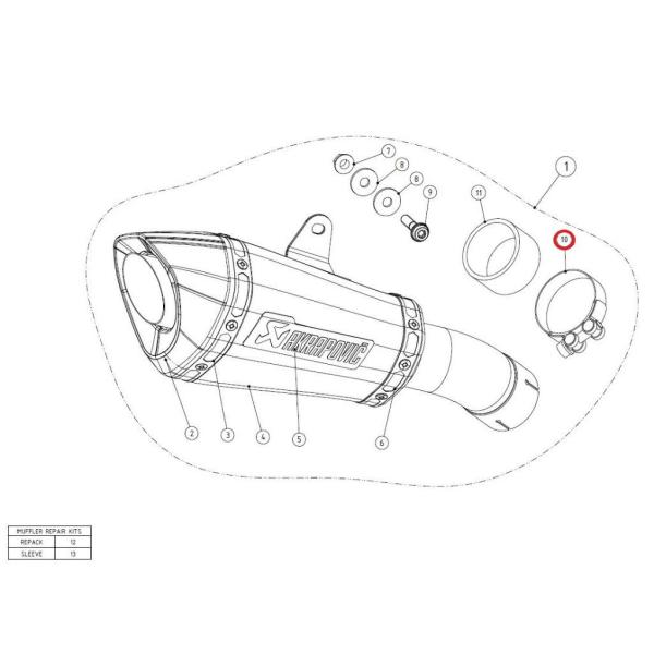 AKRAPOVIC アクラポビッチ 【リペアパーツ】P-R103 clamp SS R NINET ...