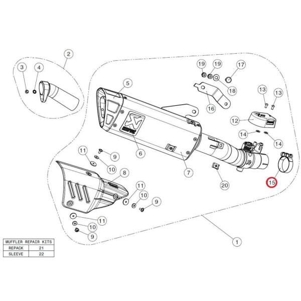 AKRAPOVIC アクラポビッチ 【リペアパーツ】P-R59 clamp SS XT1200E X...