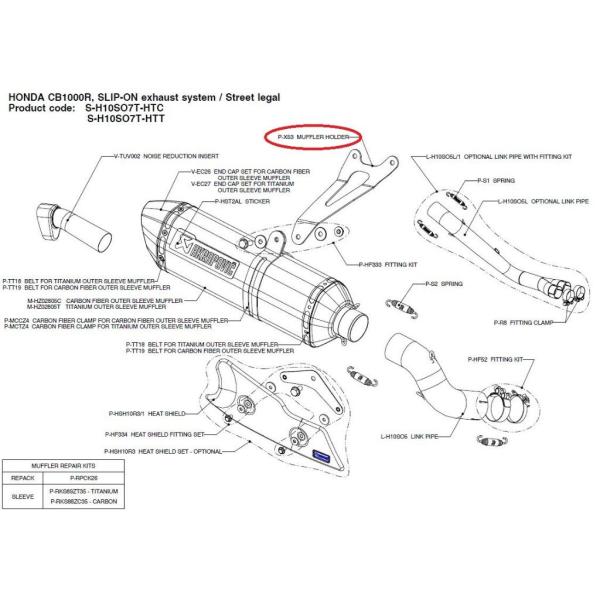 AKRAPOVIC アクラポビッチ 【リペアパーツ】P-X53 muffler holder CB1...