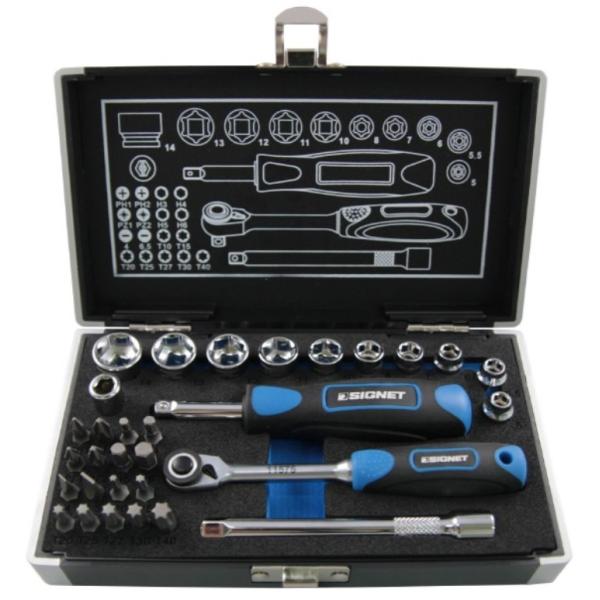 SIGNET シグネット 1／4DR 31PC ショートソケット＆ビットセット(6角) セット工具