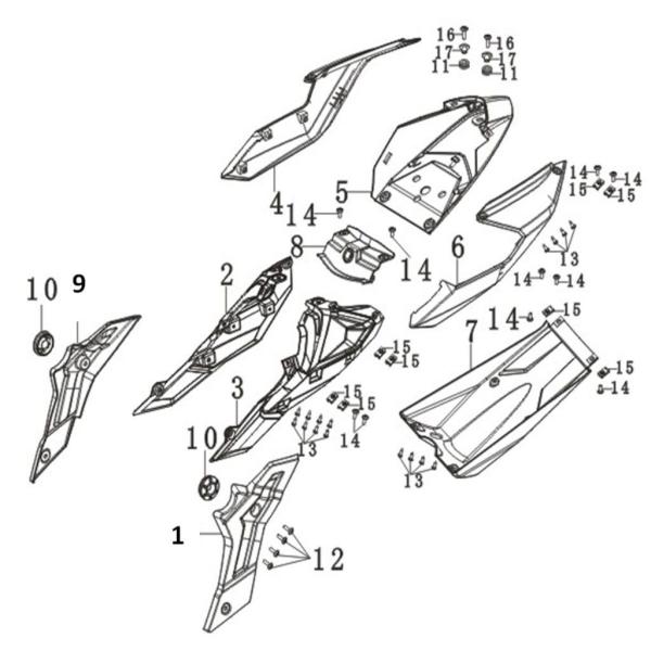 GPX GPX:ジーピーエックス PLATE、LEFT BODY COVER DECORATIVE ...