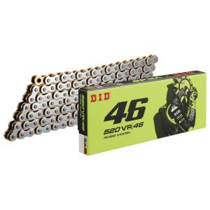 DID ダイドー VR46シリーズチェーン 520VR/46 シルバー＆ゴールド 【カシメ(ZJ)ジョイント付属】 リンク数：108 チェーン 駆動系
