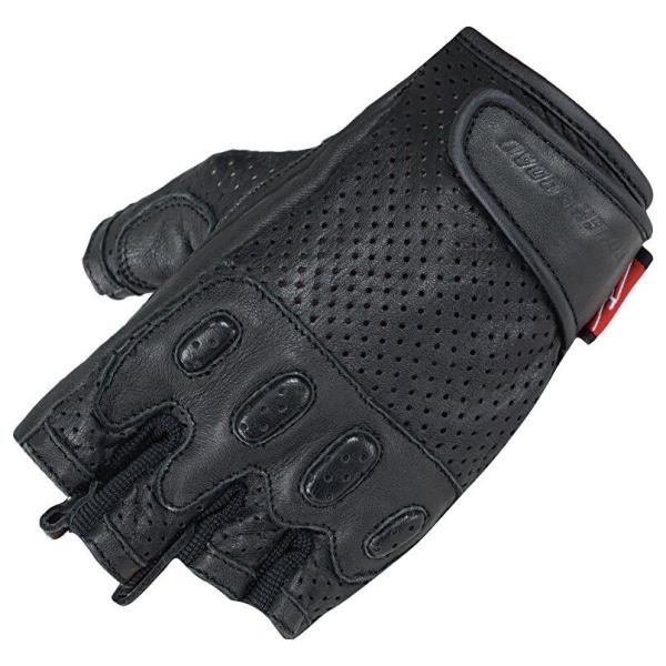 ROUGH＆ROAD ラフ＆ロード パンチングレザーハーフフィンガーグローブDS サイズ：M ハーフ...
