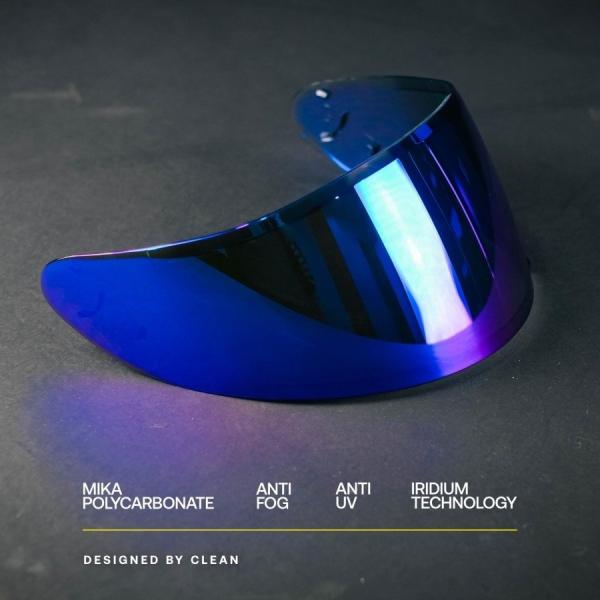 Clean クリーン Helmet Visor Iridium カラー：Revo Blue ヘルメッ...