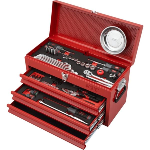 KTC ケイティーシー 工具セット(チェストタイプ)［66点］ カラー：レッド セット工具