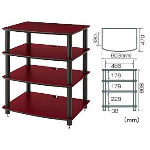 HF04DB 棚板ダークチェリー支柱ブラックオーディオラック　オプション支柱長変更可 Sound Magic サウンドマジック｜webjapan