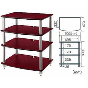 HF04DS 棚板ダークチェリー支柱シルバーオーディオラック　オプション支柱長変更可 Sound M...