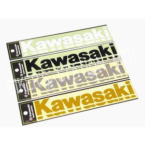 KAWASAKI カワサキ 純正 カワサキロゴ カッティングステッカー ゴールド Lサイズ 2枚入り 屋外でも使用可能な耐水・耐候ステッカー｜webmtr2