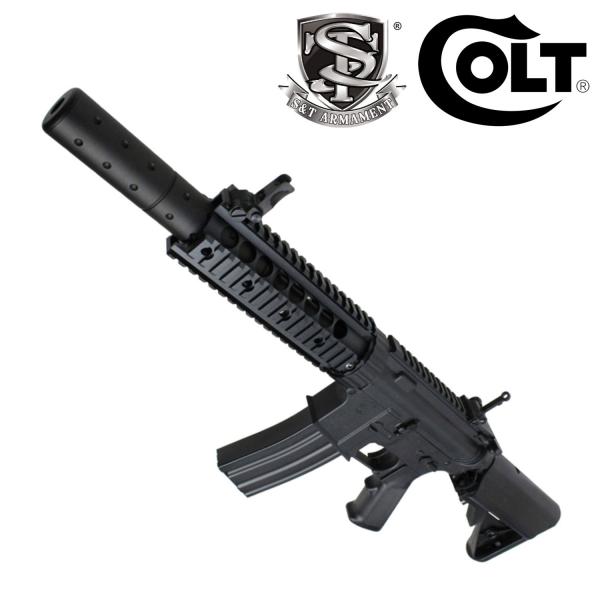 S&amp;T M4 CQB FF 7インチ チャレンジャーライン G3電動ガン BK(COLT刻印)（電子...