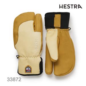 ヘストラ  スキーグローブ ミトン 33872 TOPO 3-FINGER FULL LEATHER SHORT / Natural Brown/Tan（23-24）hestra 日本正規品｜websports