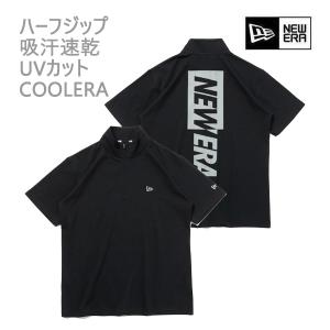 ニューエラ 半袖 ハーフジップ パフォーマンス ミッドネック Tシャツ Rear Vertical Logo ブラック(14121970)日本正規品 NEWERA