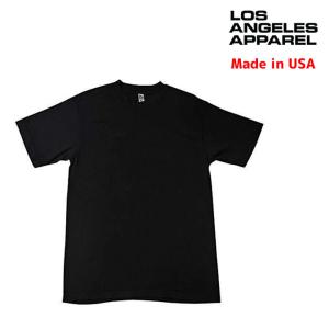 LOS ANGELES APPAREL ロサンゼルスアパレル /無地肉厚 6.5oz 半袖Tシャツ / Short Sleeve Garment Dye Crew Neck T-Shirt - BLACK /1801GD/ロスアパ ブラック｜websports