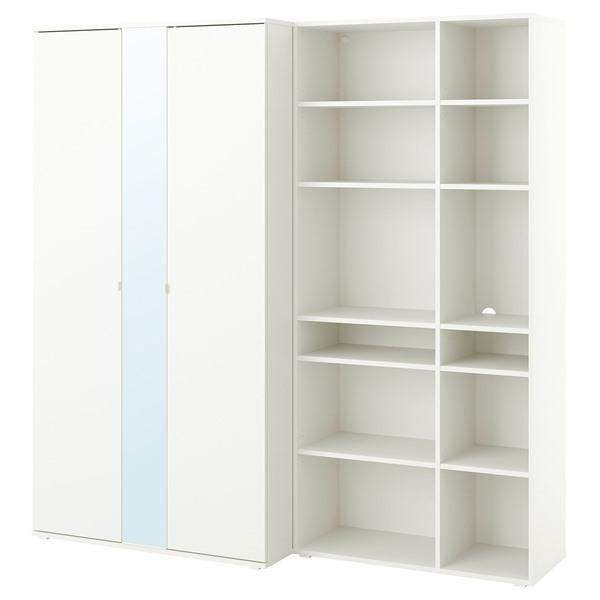 [IKEA/イケア/通販]VIHALS ヴィーハルスワードローブコンビネーション, ホワイト/ミラー...