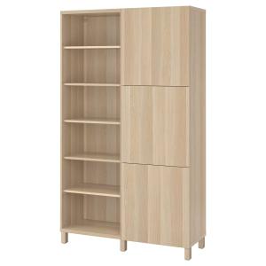 [IKEA/イケア/通販]BESTA ベストー 収納コンビネーション 扉付, ホワイトステインオーク調/ラップヴィーケン/ストゥッバルプ ホワイトステインオーク調, 120x42x