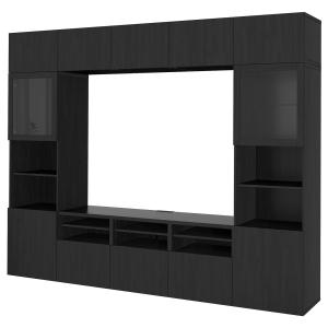 [IKEA/イケア/通販]BESTA ベストー テレビボード/ガラス扉, ブラックブラウン/ラップヴィーケン ブラックブラウンクリアガラス, 300x42x231 cm[37](19411006)