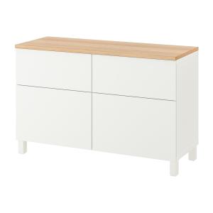 [IKEA/イケア/通販]BESTA ベストー 収納コンビネーション 扉/引き出し付き, ホワイト/ラップヴィーケン/ストゥッバルプ ホワイト, 120x42x76 cm[17](19419007)
