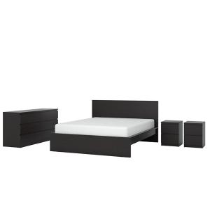[IKEA/イケア/通販]MALM マルム ベッドルーム家具4点セット, ブラックブラウン, 140x200 cm[10](19488208)