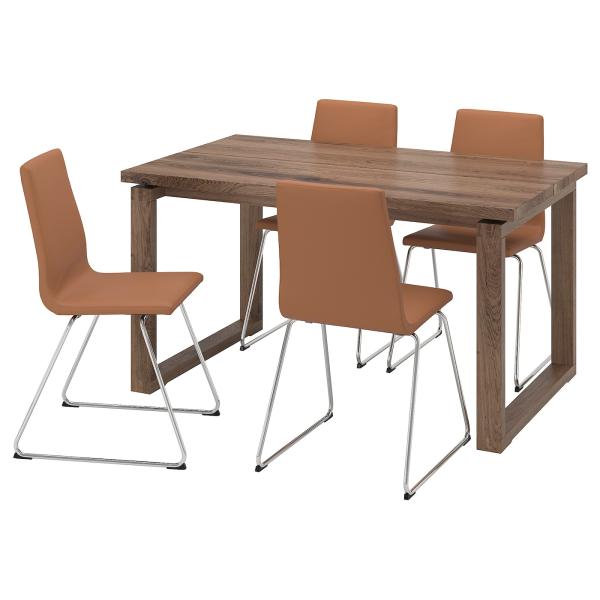 【IKEA/イケア/通販】MORBYLANGA テーブル＆チェア4脚, オーク材突き板 ブラウンステ...