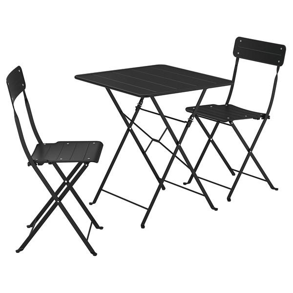 [IKEA/イケア/通販]SUNDSO スンドソーテーブル＆折りたたみチェア2脚, 屋外用 チャコー...
