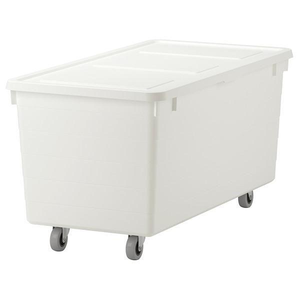 [IKEA/イケア/通販]SOCKERBIT ソッケルビートボックス キャスター&amp;ふた付, ホワイト...