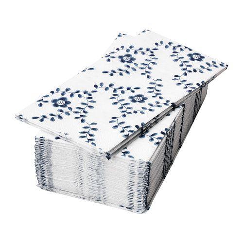 IKEA/イケア ALLDAGLIG ペーパーナプキン, ホワイト/ブルー