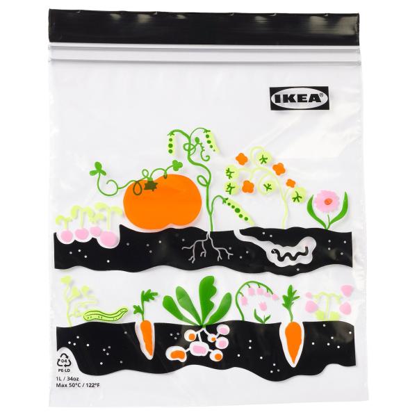 [IKEA/イケア/通販]ISTAD イースタード フリーザーバッグ, 果物/野菜 模様 ブラック,...