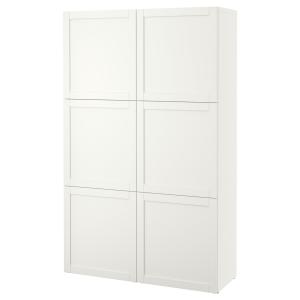 [IKEA/イケア/通販]BESTA ベストー 収納コンビネーション 扉付, ホワイト/ハンヴィーケン ホワイト, 120x42x193 cm[24](29057524)