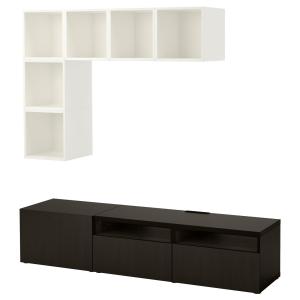 [IKEA/イケア/通販]BESTA ベストー / EKET エーケト キャビネットコンビネーション テレビ用, ホワイト/ブラックブラウン, 180x42x170 cm[25](29204412)