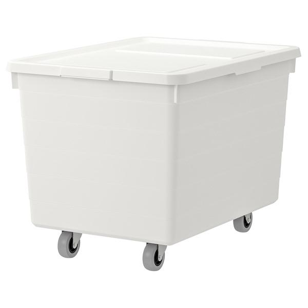 【IKEA/イケア/通販】SOCKERBIT ソッケルビート ボックス キャスター&amp;ふた付, ホワイ...